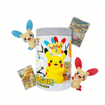 Pokémon JCC CN Peluche Nuzzle Cheeks Boîte Mystère – Série Écarlate et Violet Nuzzle Chinois Simplifié avec carte holographique, cadre d'exposition, boîte en métal et boosters