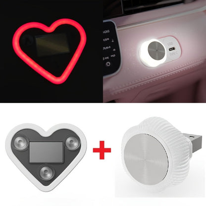 Éclairage d'ambiance LED pour intérieur de voiture – Veilleuse néon en forme de cœur et de fleur, alimentée par USB, décoration de fenêtre de voiture mignonne pour femmes et filles, accessoires de voiture pour la Saint-Valentin | Velora