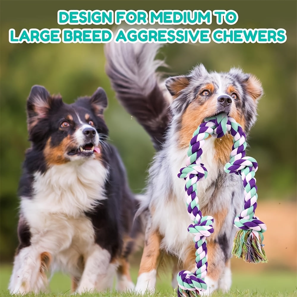 Jouet à mâcher en corde pour chien indestructible à 6 sections – Corde de traction robuste pour chiens moyens et grands de plus de 36 kg, fibres dentaires pour le nettoyage des dents, jouet à mâcher non toxique et sûr pour les mâcheurs agressifs