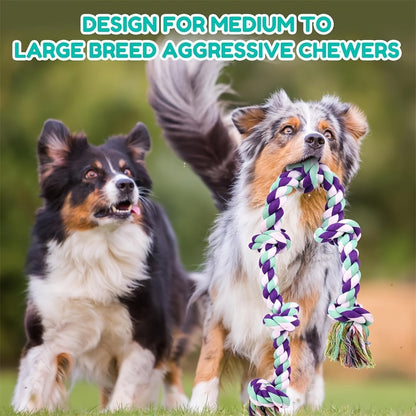 Jouet à mâcher en corde pour chien indestructible à 6 sections – Corde de traction robuste pour chiens moyens et grands de plus de 36 kg, fibres dentaires pour le nettoyage des dents, jouet à mâcher non toxique et sûr pour les mâcheurs agressifs