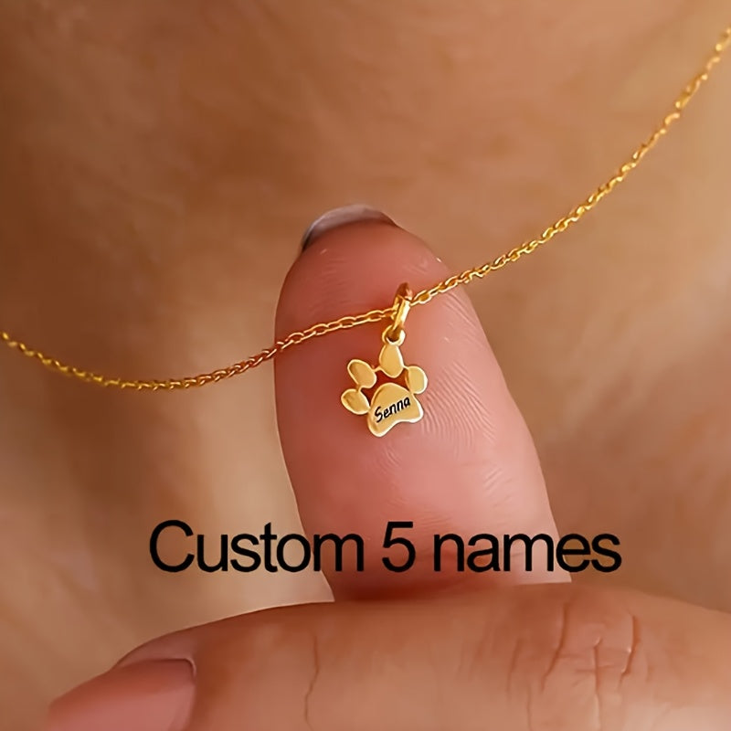 Collier avec empreinte de patte de chien personnalisée – Bijou commémoratif pour animaux de compagnie avec 1 à 5 pattes, cadeau élégant pour les amoureux des animaux pour la Saint-Valentin, Noël et toute l'année