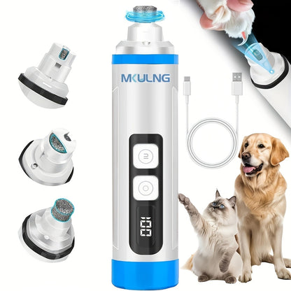 Coupe-griffes électrique silencieux pour animaux avec lumière LED – Kit de tondeuse rechargeable amélioré à 3 vitesses, entretien des pattes sans douleur pour chiens et chats de petite, moyenne et grande taille