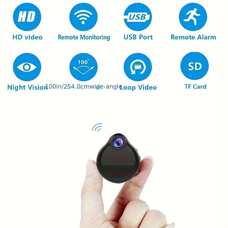 Mini caméra corporelle WiFi – Micro caméra portable avec détection de mouvement, enregistrement vidéo et audio, webcam de surveillance pour la sécurité domestique, batterie intégrée, surveillance à distance sans fil