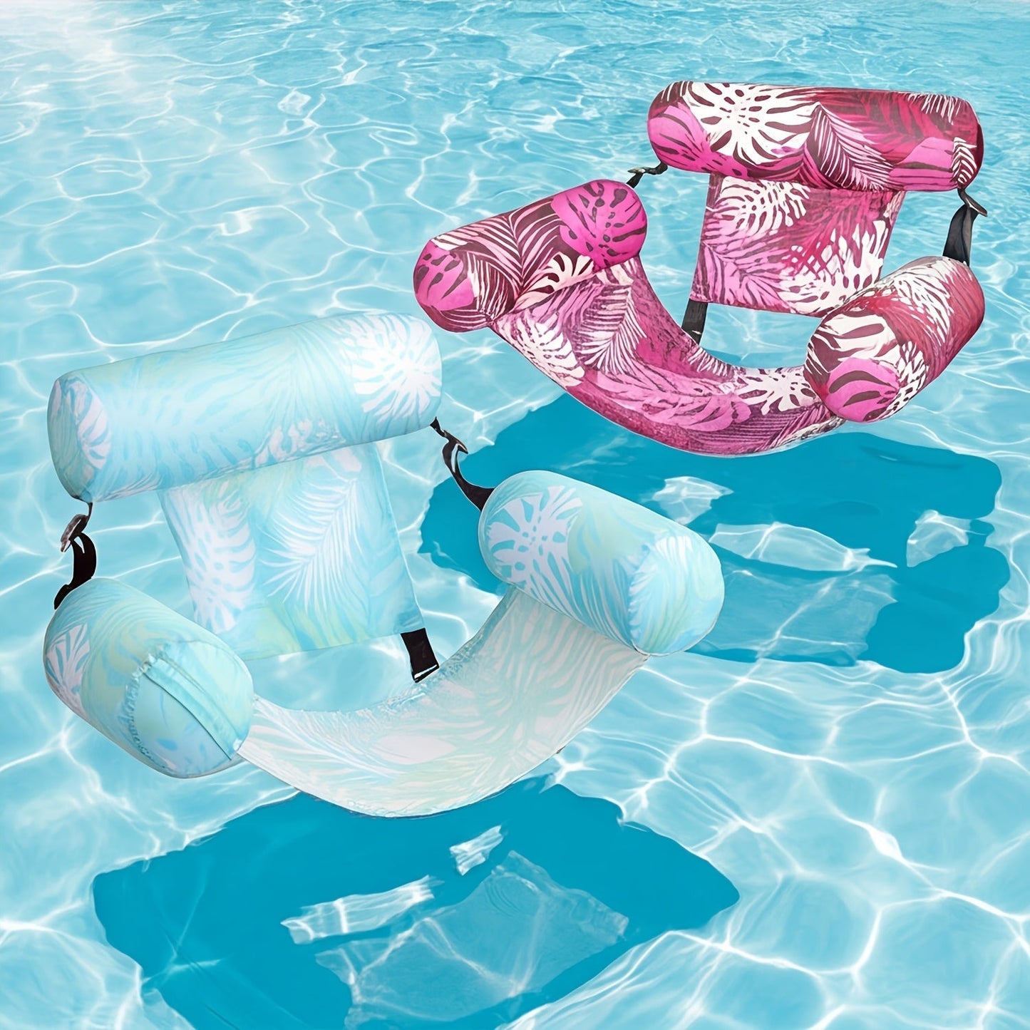 Inflatable Pool Float Chair for Adults – Leaf Design Floating Lounger with Mesh Sling, 1 & 2 Pack, Portable Summer Pool Float for Beach Lake & Pool Parties, 30x16x24 Inch