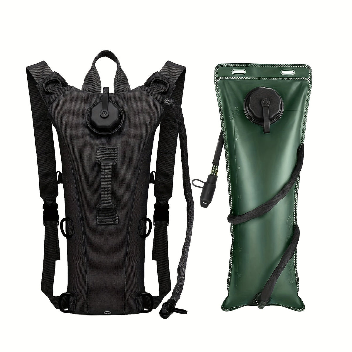Sac à dos d'hydratation avec poche à eau de 3 L – Sac de randonnée en nylon avec réservoir inclus pour le camping, le trail et les aventures en plein air, disponible en kaki, vert, camouflage et camouflage gris