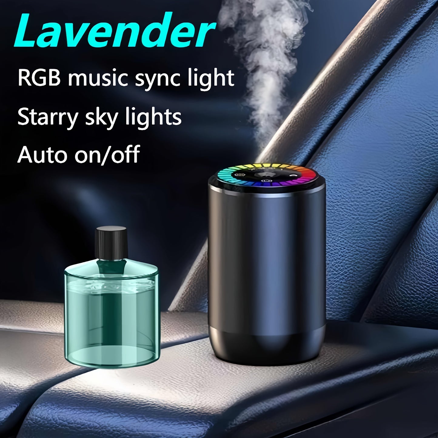 Smart Car Air Freshener Aromatherapy Diffuser Starry Sky Light Show USB Rechargeable Adjustable Fragrance – Natural French Scented Essential Oil Gardenia Ocean Lavender Cologne Car Gift