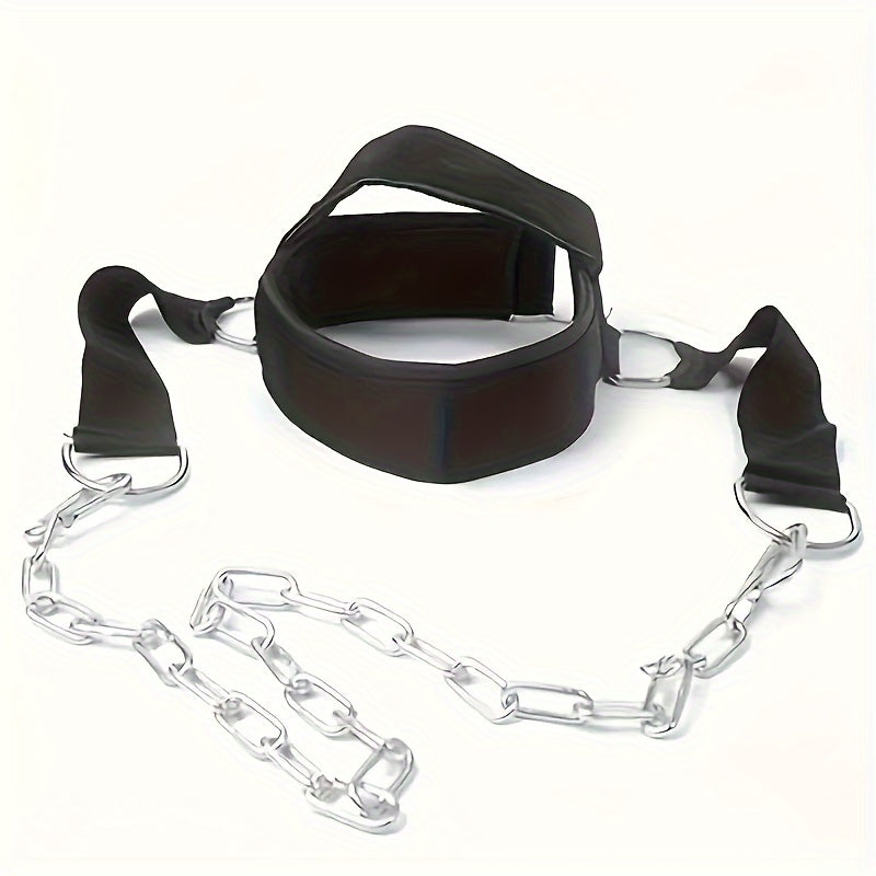 Harnais de musculation pour le cou avec chaîne, renforcement ajustable haute résistance pour athlètes et récupération musculaire – Accessoire de fitness pour entraînement à domicile, noir