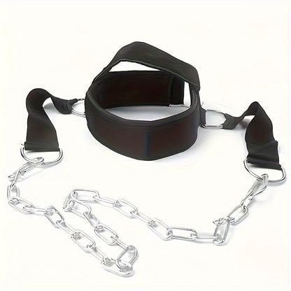 Harnais de musculation pour le cou avec chaîne, renforcement ajustable haute résistance pour athlètes et récupération musculaire – Accessoire de fitness pour entraînement à domicile, noir
