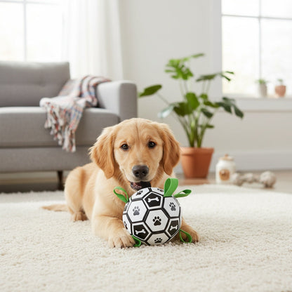 Jouet pour chien en forme de ballon de football avec sangles – Jouet durable pour jeux de traction et jeux d'eau pour chiens de petite et moyenne taille, inclut un embout de gonflage, cadeau idéal pour les chiots à Noël et pour les anniversaires