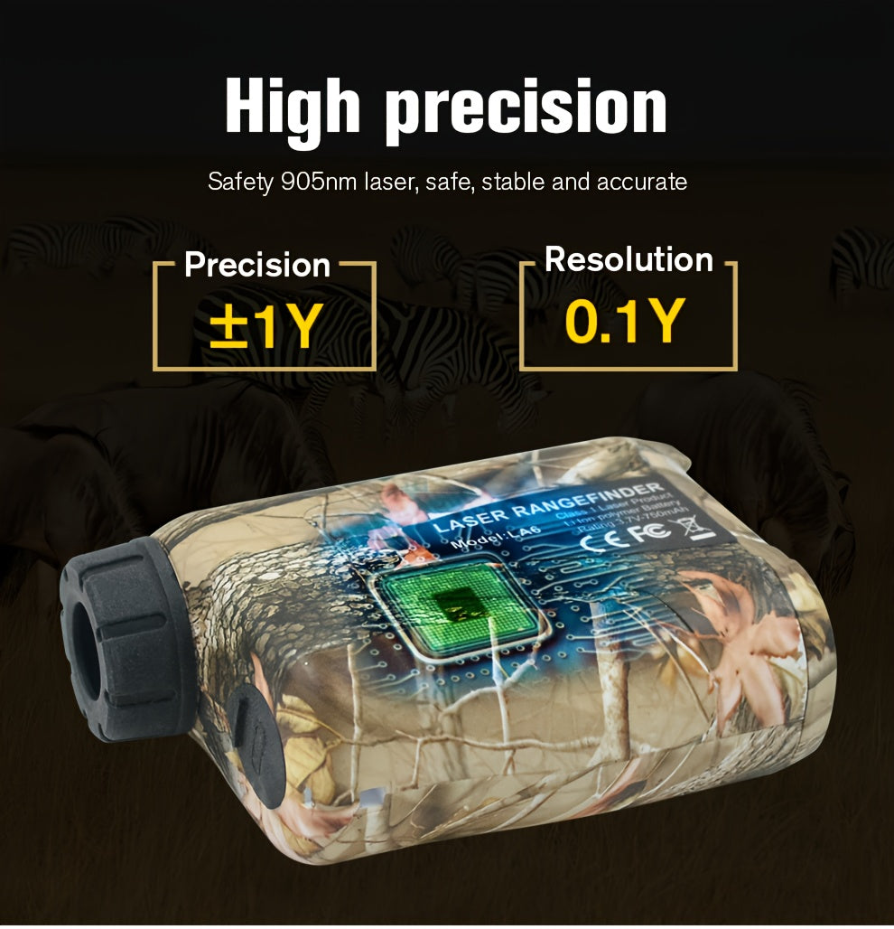 Télémètre laser 1200 yards – Grossissement 6X, rechargeable, compensation de pente, verrouillage de drapeau, mesure de vitesse et d'altitude, design camouflage pour golf et chasse