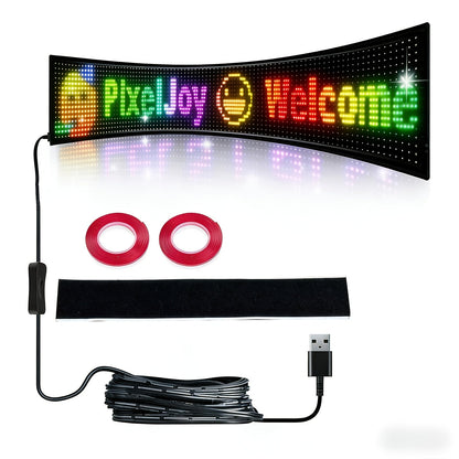 Panneau matrice LED flexible – Contrôlé par application Bluetooth, alimenté par USB, enseigne à texte et animation personnalisables pour voitures, magasins, hôtels, événements et décorations de fête – Tailles multiples