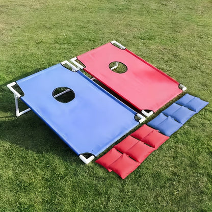 Cornhole Game Set with 12 Bean Bags & Cornhole Boards, Red & Blue Gift Box Set for Backyard, Camping, Beach, Outdoor Gatherings, Indoor Party Games & Yard Games - Perfect Holiday Gift & Party Supply