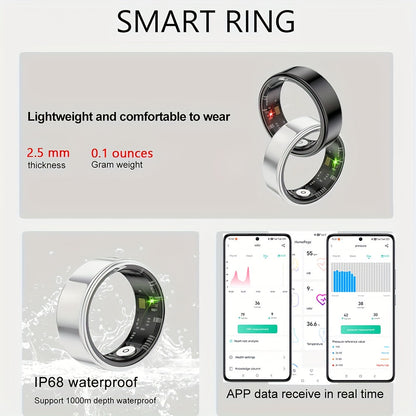 Smart Ring for Women – Fitness Tracker with Heart Rate, Sleep Monitor, Stress & Menstrual Tracking, 100+ Sports Modes, IP68 Waterproof, No Subscription, iPhone & Android