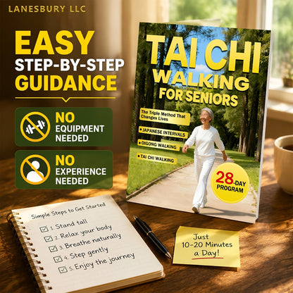 Marche Tai Chi pour les seniors - Perte de poids sans effort et soins doux avec la méthode triple sur 28 jours, intervalles japonais et marche Qigong, guide de fitness à faible impact pour les adultes âgés