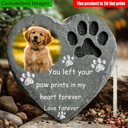 Custom Pet Photo Memorial Resin Heart Plaque – Personalized Bohemian Wall Art 6.3”, Indoor & Outdoor Garden Decor, Wind-Resistant with Custom Phrases – Pet Loss Sympathy Gift