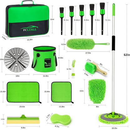 Kit de nettoyage automobile 17-35 pièces – Aspirateur portable, outil de nettoyage de pare-brise, jeu de brosses pour perceuse et ensemble de brosses pour habitacle pour un detailing complet, cadeau de fêtes pour la famille et les amis