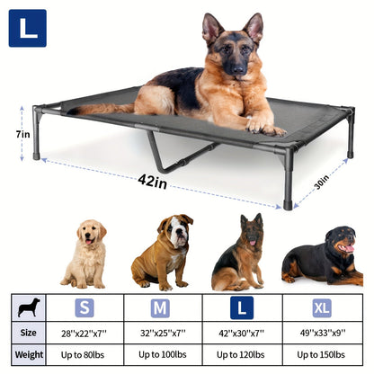 Lit surélevé rafraîchissant pour chien et panier extérieur - Lit pour animal de compagnie avec filet respirant lavable, montage sans outil, pieds antidérapants pour chiens de grande, moyenne et petite taille, usage intérieur et extérieur