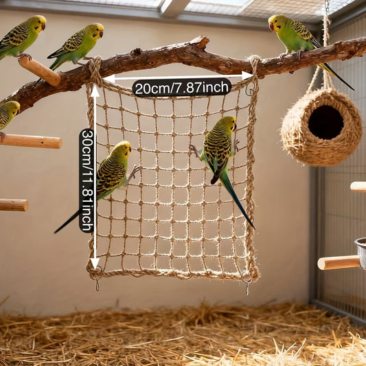 Bird Climbing Net Woven Mesh Pet Cradle Hammock for Parrots Budgies Cockatiels Conures Cage Rope Net Perch Activity Toy Small Large Size