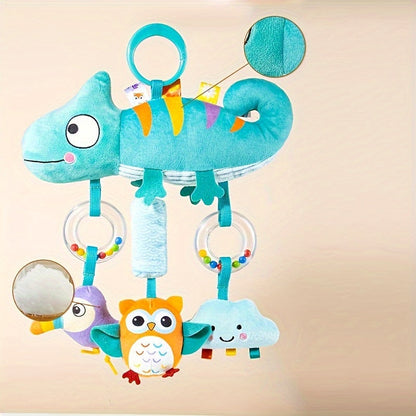 Soft Cartoon Animal Hanging Rattle Toy for Baby Crinkle Squeaky Sensory Wind Chime Pendant for Car Seat Stroller Crib Infant Newborn Baby Shower Birthday Halloween Christmas Gift – Lizard & Sloth