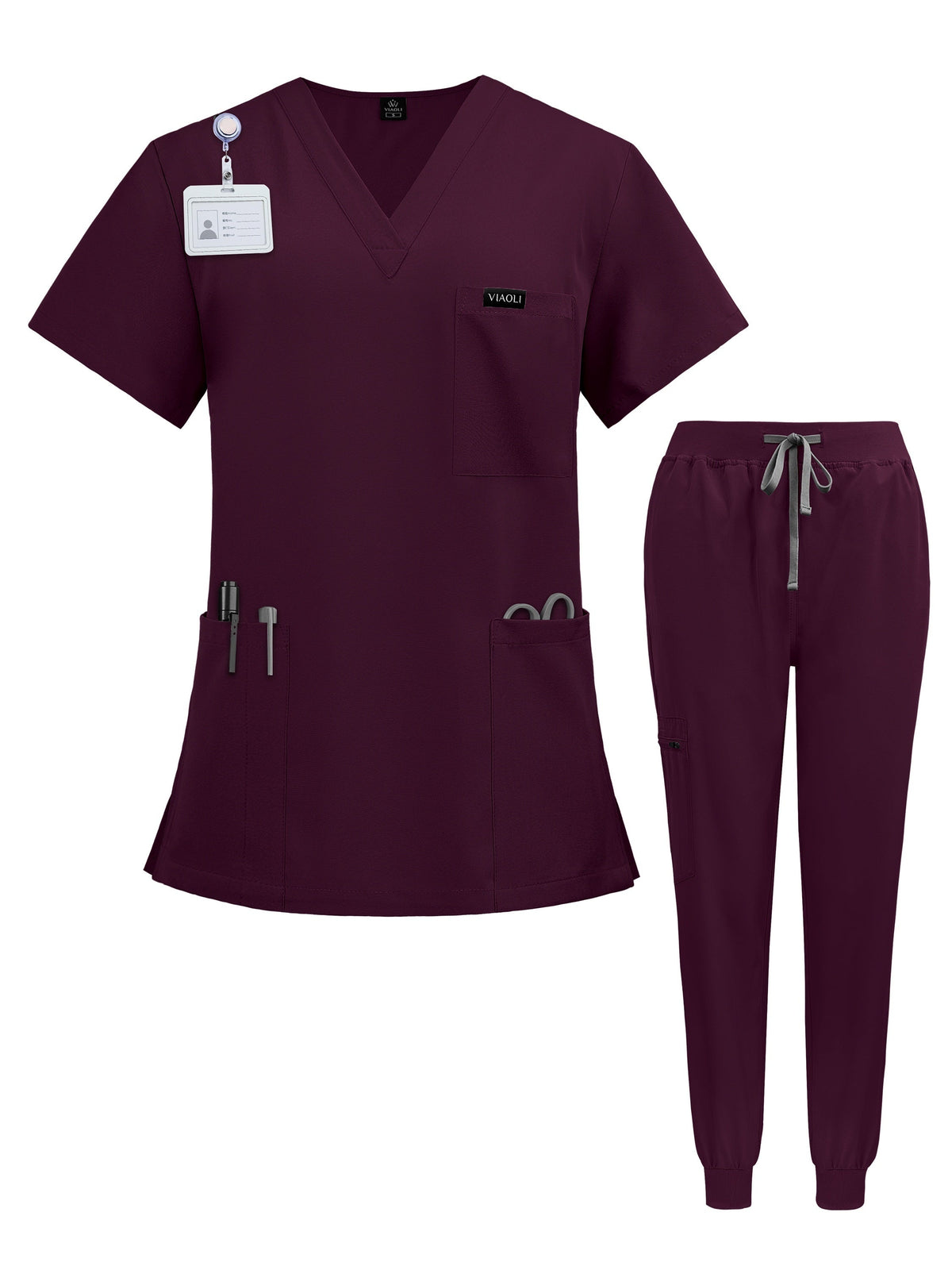 Ensemble d'uniformes médicaux unisexes pour infirmiers, médecins, personnel vétérinaire et dentaire - Vêtements de travail professionnels pour bloc opératoire en tissu extensible confortable - Disponible du S au XXL en 7 couleurs