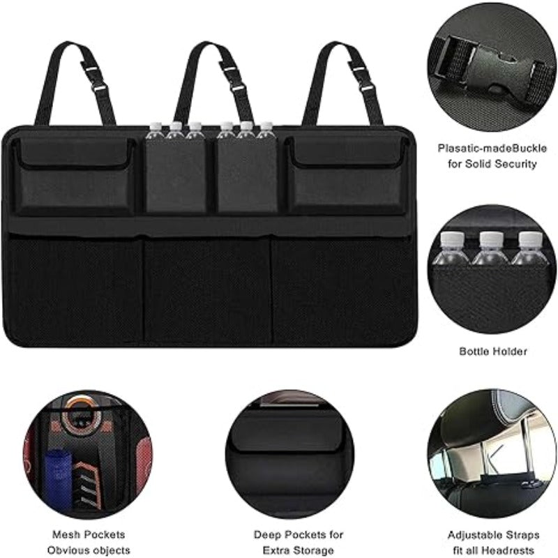Organiseur de coffre de voiture à 8 poches – Sac de rangement suspendu pour dossier de siège, grande capacité et imperméable, pour SUV, camion et monospace, accessoire d'intérieur de voiture pour hommes et femmes