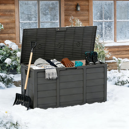 Coffre de rangement extérieur en résine de 284 litres avec poignées pour accessoires de piscine, outils de jardin et équipement de camping