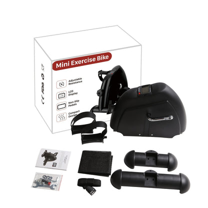 Pédalier d'appartement sous bureau avec écran LCD – Mini vélo pour exercices des bras et des jambes, appareil de sport à faible impact avec résistance réglable pour bureau à domicile, noir