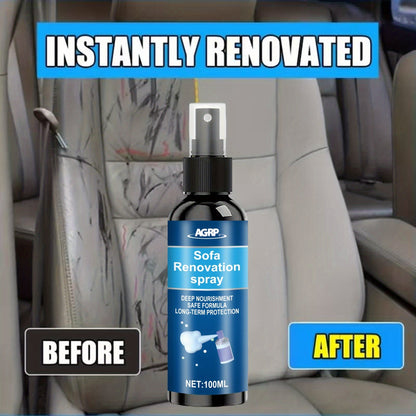 Rénovateur et restaurateur d'intérieur de voiture 100 ml – Nettoyant polyvalent pour plastique, tissu, sièges et tableau de bord, protection longue durée avec éponge applicatrice