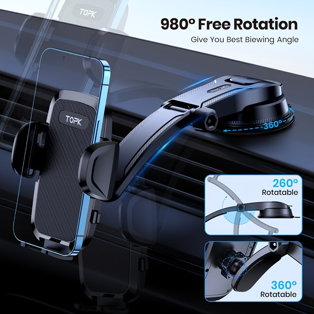 Support téléphone voiture – Fixation tableau de bord et pare-brise rotative à 360° améliorée, support universel mains libres compatible iPhone 15 14 13, Samsung Galaxy, téléphones Android | Velora
