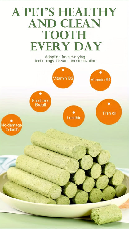 15 bâtonnets à mâcher à l'herbe pour chien – Friandises à mâcher naturelles pour le nettoyage des dents, haleine fraîche, collation riche en fibres pour la santé digestive à base d'herbe et de viande – Friandise saine pour chien de toutes races