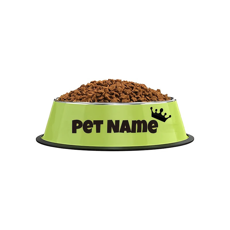 Gamelle personnalisée en acier inoxydable pour chien et chat - Bol gravé au nom de votre animal avec motif patte, cœur et couronne, antidérapante, 200 ml / 400 ml / 1000 ml, écuelle pour nourriture et eau, idée cadeau