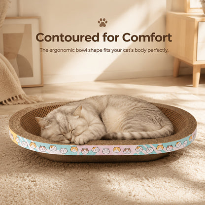 Grand griffoir ovale pour chat avec espace de repos spacieux - Tapis durable pour griffer, faire la sieste et jouer, adapté aux chats de toutes tailles et aux foyers multi-chats, satisfait l'instinct naturel de griffade, usage quotidien, rose