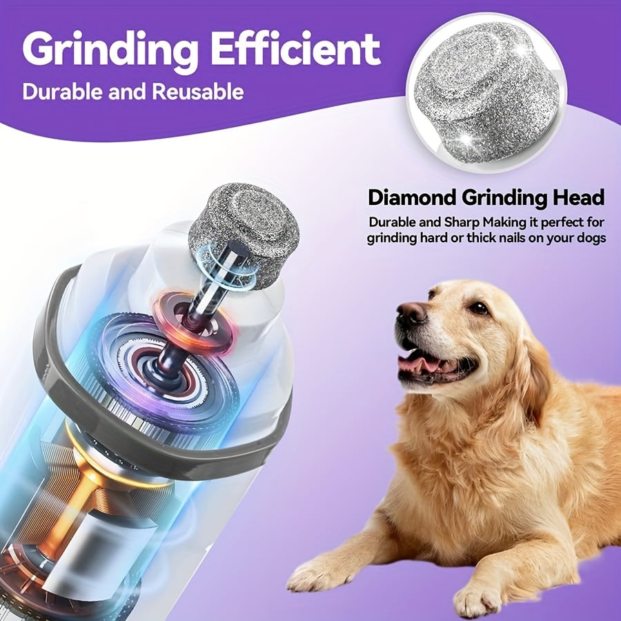 Coupe-griffes électrique silencieux pour animaux avec lumière LED – Kit de tondeuse rechargeable amélioré à 3 vitesses, entretien des pattes sans douleur pour chiens et chats de petite, moyenne et grande taille