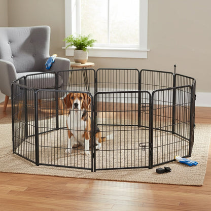 Parc pour chiens robuste en métal – Enclos pliable et portable pour chiens de petite, moyenne et grande taille, 8 ou 16 panneaux, aucun assemblage requis, idéal pour l'intérieur, l'extérieur, le jardin, le camping ou en véhicule récréatif