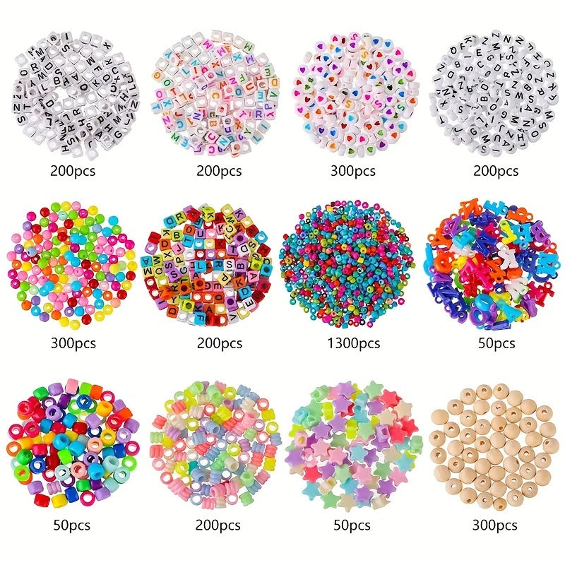 Kit de fabrication de bijoux DIY, 4655 perles pour bracelets, colliers et boucles d'oreilles avec boîte de rangement à 3 niveaux, breloques lettres et outils, cadeau pour filles et femmes