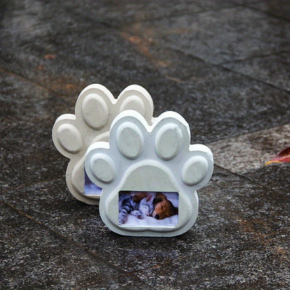 Kit de moulage pour pierre commémorative d'animal de compagnie – Moule en plâtre avec empreinte de patte de grand chien et cadre photo pour pierre tombale de jardin, marqueur de tombe DIY et ornement souvenir pour chiens et chats