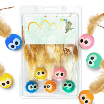 Lot de 5 balles rebondissantes pour chaton – Ensemble de jouets en plastique pour jeu autonome, chats d'intérieur et petites races, jouet interactif de chasse et d'exercice pour le développement du chaton, jouet anti-ennui pour chat