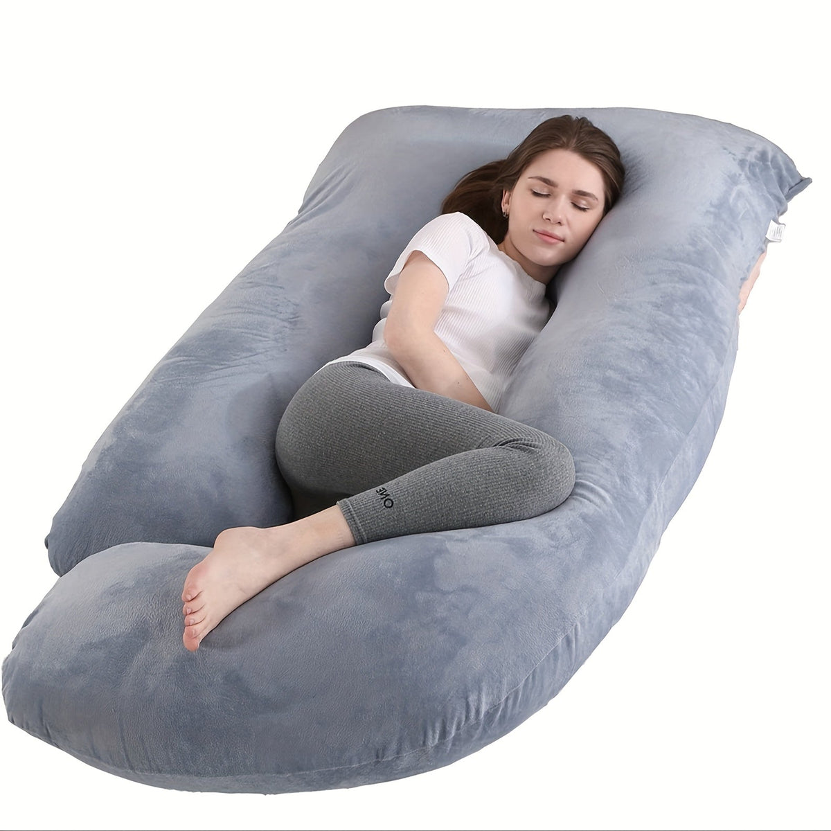 Oreiller de maternité en forme de J, coussin de grossesse corps entier avec taie d'oreiller – soutien du dos, des jambes et du ventre pour un sommeil réparateur, tailles 41" et 60", coloris et tissus variés, idéal comme cadeau de naissance
