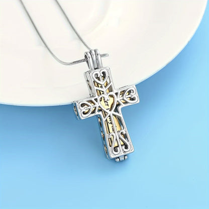 Collier urne funéraire en forme de croix pour cendres - Pendentif commémoratif en acier inoxydable, bijou cinéraire souvenir pour cendres humaines ou d'animaux, cadeau de condoléances pour la perte d'un être cher, père, mère ou animal de compagnie