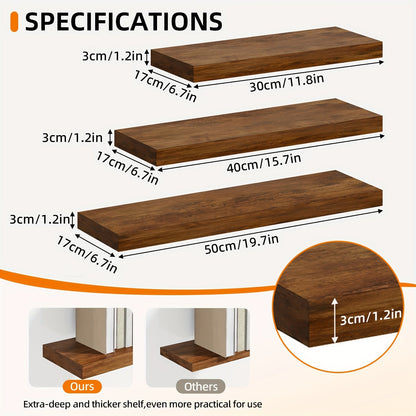 Étagères murales flottantes en bois, lot de 2/4/6, 15,7, 19,7, 22 pouces, étagères murales pour salon, cuisine, salle de bain, chambre, supportant 13,6 kg, noyer, marron, blanc, noir, gris, décoration et rangement maison