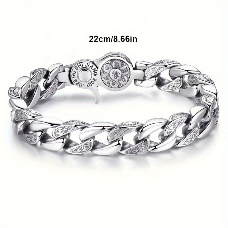 Bracelet homme en argent sterling 925 – Design à maillons classique, disponible en 3 tailles : 18 cm, 20 cm, 22 cm. Bijou à porter au quotidien, idéal comme cadeau pour hommes, famille et amis.