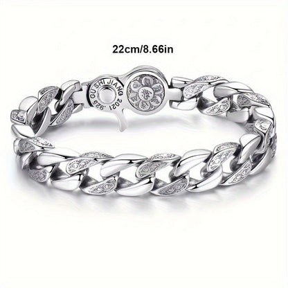 Bracelet homme en argent sterling 925 – Design à maillons classique, disponible en 3 tailles : 18 cm, 20 cm, 22 cm. Bijou à porter au quotidien, idéal comme cadeau pour hommes, famille et amis.