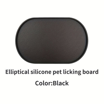 Silicone Pet Feeding Mat - Non-Slip Waterproof Oval Dog & Cat Food Mat, Easy to Clean No Odor Placemat for Pet Bowls, 6 Colors Available - Keeps Floors Clean During Mealtime