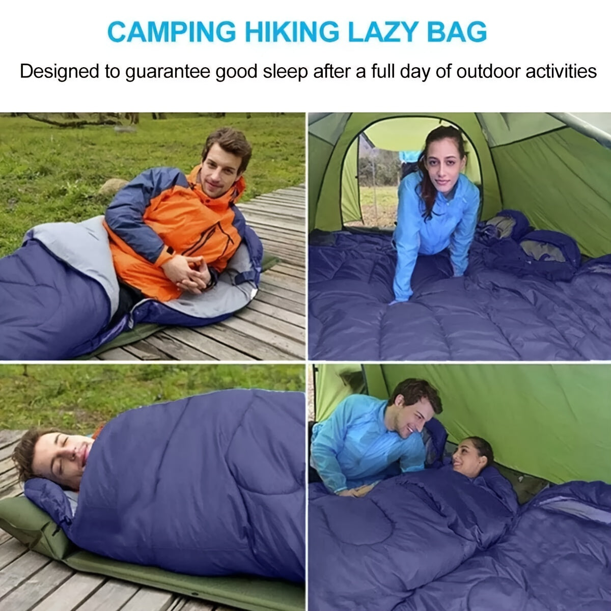 Sac de couchage 4 saisons léger pour temps froid -17 à -7°C – Forme enveloppe avec capuche réglable pour le camping, la randonnée, le trekking, l'alpinisme et les voyages en hiver