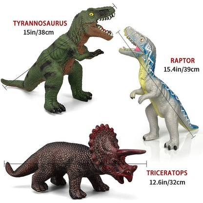 Realistic Soft Rubber Dinosaur Toy Figures for Kids - Choose Tyrannosaurus Rex, Triceratops, Pterodactyl, Brachiosaurus, Acanthosaurus or Combo, Durable Dino Playset for Boys and Girls, Birthday Christmas Gift