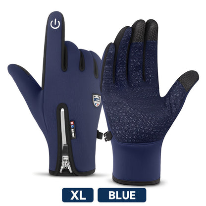 Gants de sport d'hiver coupe-vent et imperméables avec écran tactile et adhérence antidérapante – Gants chauds pour le cyclisme et le ski pour hommes et femmes, 100 % polyester, fermeture éclair, tailles M-XL