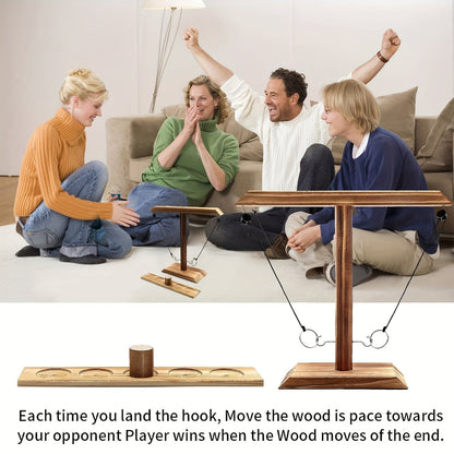 Jeu de lancer d'anneaux en bois pour adultes et enfants - Jeu de crochet et anneaux pour l'intérieur et l'extérieur, montage facile, design en bois naturel, cadeau amusant pour les soirées en famille, au bar ou dans le jardin