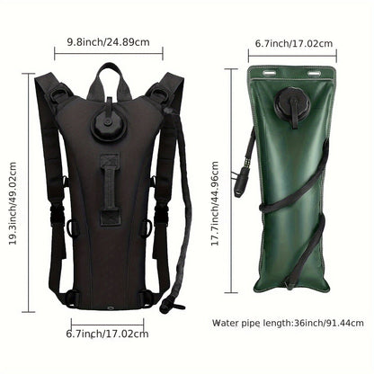 Sac à dos d'hydratation avec poche à eau de 3 L – Sac de randonnée en nylon avec réservoir inclus pour le camping, le trail et les aventures en plein air, disponible en kaki, vert, camouflage et camouflage gris