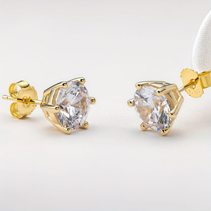 Boucles d'oreilles puces en argent sterling S925 et moissanite pour femme – Style vintage élégant, 0,5 ct, 1 ct, 2 ct, 3 ct, doré et argenté, bijou pour le quotidien ou pour offrir en cadeau