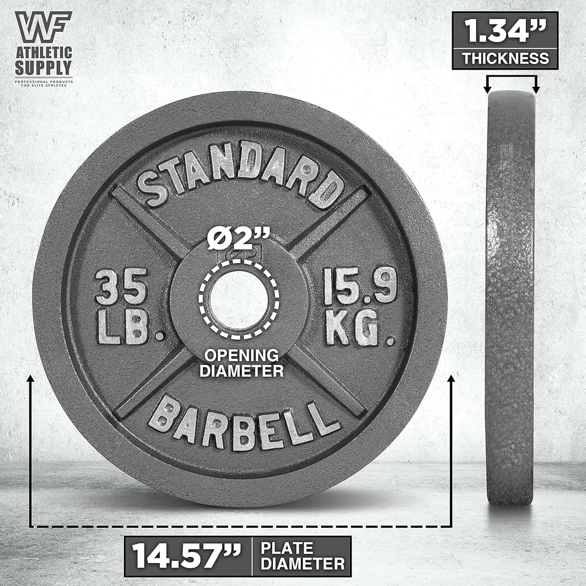 Disques de musculation en fonte, alésage 2 pouces, finition émaillée, pour musculation, haltérophilie, powerlifting, home gym, barre olympique, 2,5, 5, 10, 25, 35, 45, 100 lb
